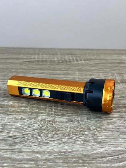 Ручний акумуляторний ліхтар HiSheen HS-8026B 4 режими яскраве LED-освітлення та бокова COB-підсвітка для дому Золотий | Зображення 3