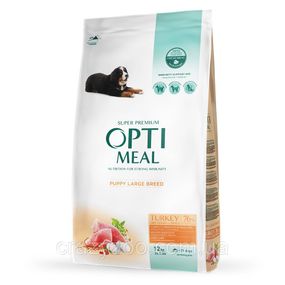 Сухой корм для щенков крупных пород OptiMeal Maxi Puppy с индейкой 12 кг B1741601