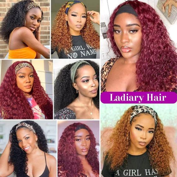 Парик кудрявый Ladiary 50 см из натуральных волос с повязкой, светло-рыжий, густой без клея объемное мини-афро | Зображення 5