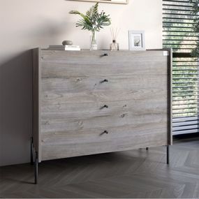 Комод із 4 шухлядами LION Wood із чорними ніжками 100х90х45 см Шварцвальд (LION-042986)