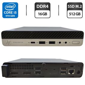 Неттоп HP ProDesk 600 G5 Desktop Mini USFF / Intel Core i5-9500T (6 ядер по 2.2 - 3.7 GHz) / 16 GB DDR4 / 512 GB SSD M.2 / Intel UHD Graphics 630 б/в
