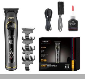 Тример VGR V-299 BLACK, 5 рівнів швидкості, 4 насадки, 9000RPM, LED-дисплей, 2000 mAh (46219-V-299 BLACK_1015)