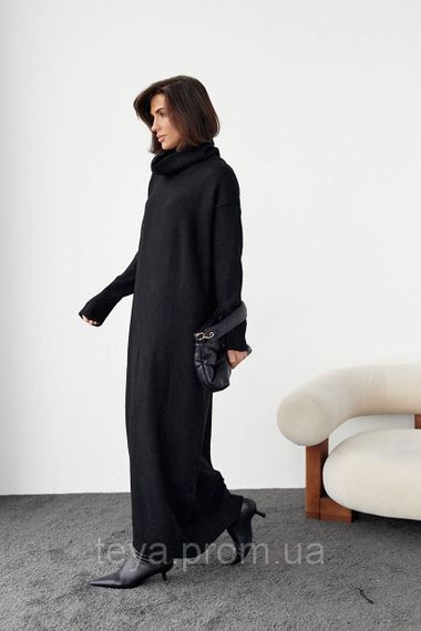 В'язане плаття oversize з високим горловиним кольором чорний FL_000905 | Зображення 5