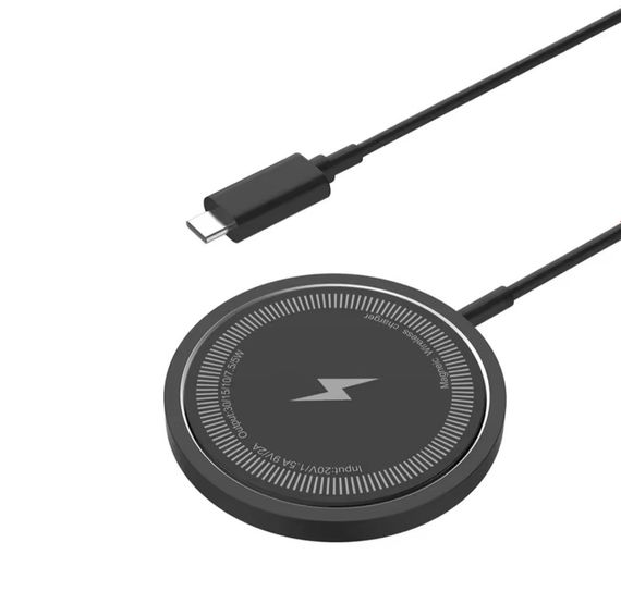 Магнитное беспроводное зарядное устройство 30W для iPhone, AirPods и Android гаджетов Черный