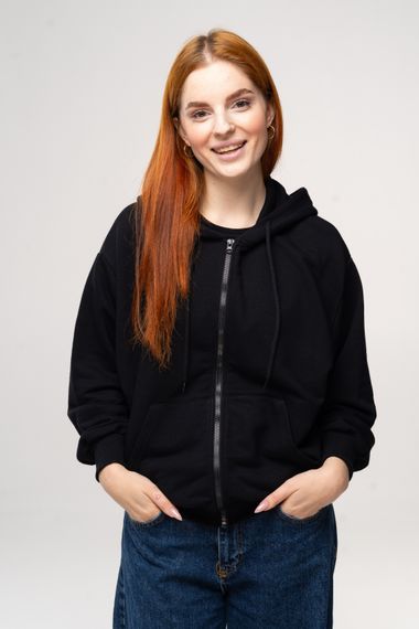 Худі на блискавці жіноче чорного кольору, 2XL | Зображення 2