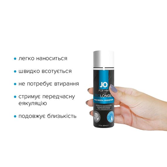 Пролонгувальний спрей JO Prolonger Spray with Benzocaine (60 мл) не містить мінеральних масел | Зображення 1