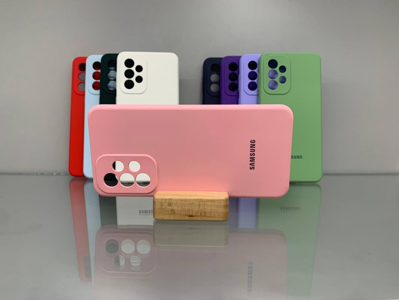 Samsung A33 Протиударний чохол з логотипом софт тач рожевий