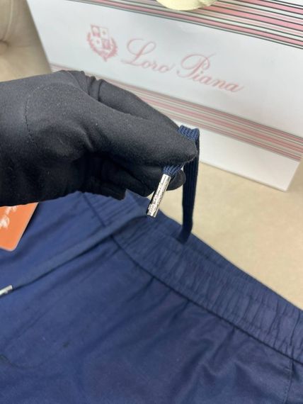 Льняні чоловічі штани Loro Piana синього кольору на зав'язках 78029-2 d067 | Зображення 2