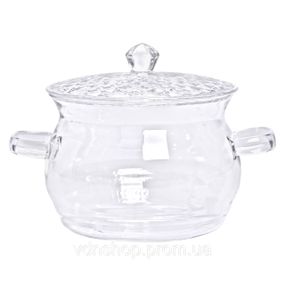 Стеклянная кастрюля прозрачная с крышкой 2 (л) жаропрочная HP-33-1