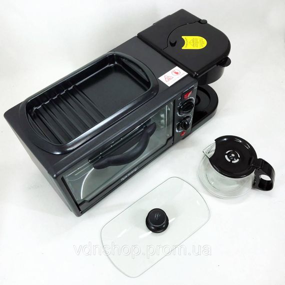 Печь-духовка кофеварка сковорода 3в1 Rainberg, Электрическая печь духовка кофеварка 3 в 1 BH-47 | Зображення 4