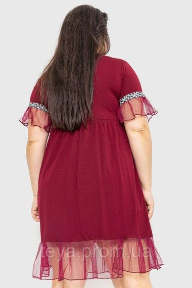 Плаття вільного крою колір бордовий розмір 5XL FA_007128 | Зображення 3