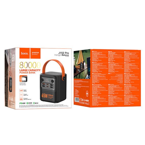 Портативний ЗП Power Bank Hoco J152 Pro Tough PD65W 80000 mAh Black | Зображення 3
