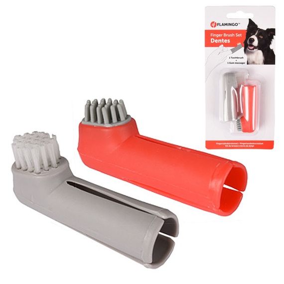 Набор зубных щеток для животных Flamingo Finger Toothbrush Set