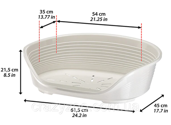 Пластиковый лежак для собак и котов Ferplast Siesta Deluxe 4 серый 61.5х45х21.5 см 70204947 | Зображення 2