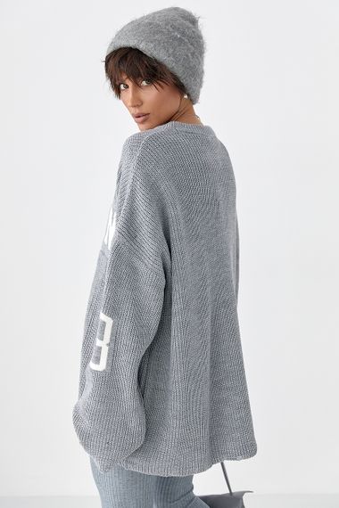 Оверсайз джемпер із крупної в'язки - сірий цвет, ONE SIZE (є розміри) | Зображення 1