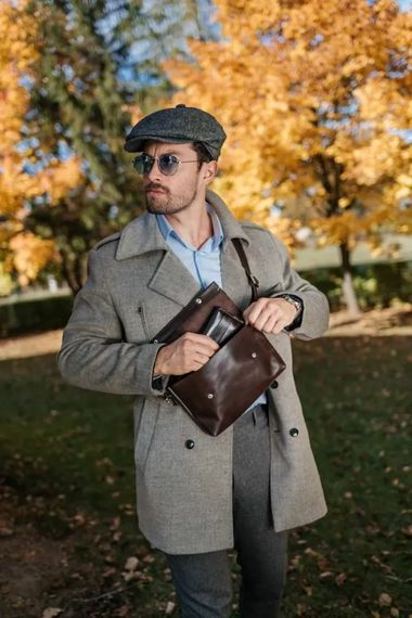 Шкіряна поясна сумка Skin and Skin Crossbody Bag L Коричнева (WB02Br) | Зображення 5