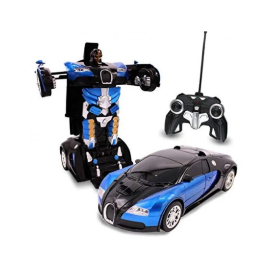 Машинка Трансформер Bugatti Size 18 см Robot Car синя з пультом | Зображення 3