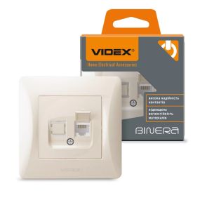 Розетка комп'ютерна одинарна кремова CAT6 Videx Binera
