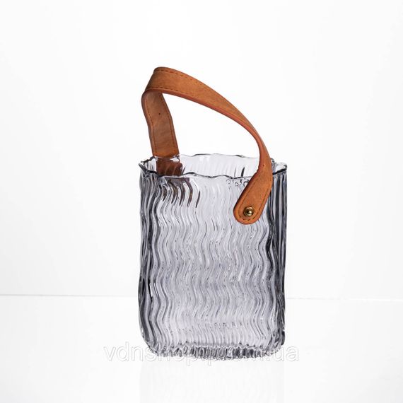 Ваза сумочка з ручкою 12×8.5×16 (см) декоративна скляна ваза для квітів 800 (мл) Сирія HP-19-154-2 | Зображення 1