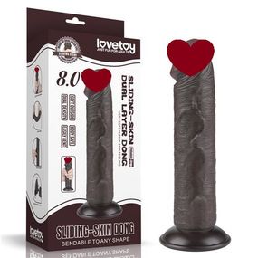 Фалоімітатор - Sliding-Skin Dual Layer Dong 8" Black Sex Aura