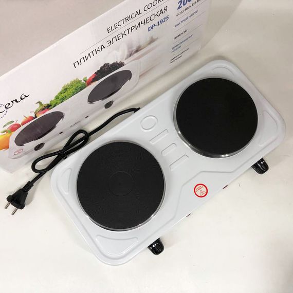 Електроплита побутова електрична Suntera DP-1925 біла, Комфорка електрична, NM-940 Плита двокомфоркова