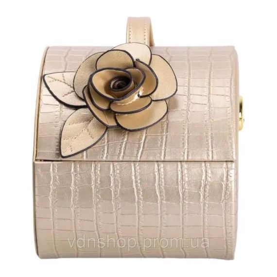 Шкатулка для украшений из эко кожи 3 яруса с замком органайзер для ювелирных изделий HP-5-21GOLD | Зображення 7