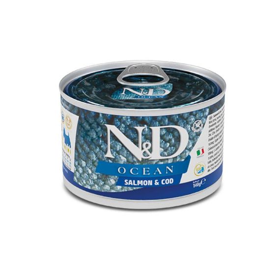 Вологий корм Farmina N&D Grain OCEAN SALMON & COD ADULT MINI для собак дрібних порід, з лососем і тріскою, 140