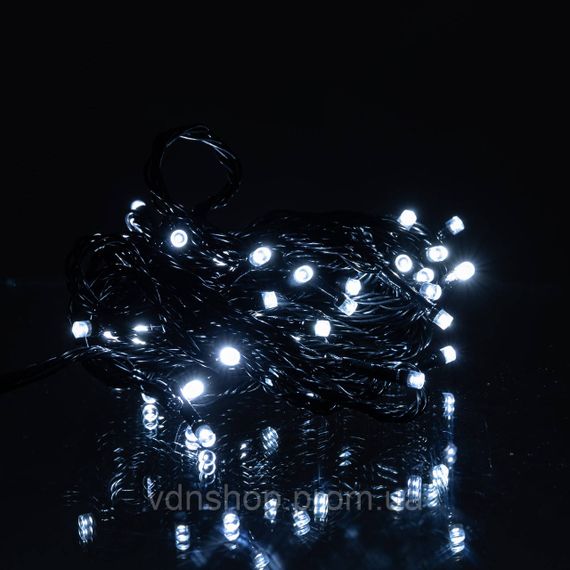 Новорічна кімнатна гірлянда нитка 6 м 50 LED чорний провід Білий W50LED6MBW | Зображення 1