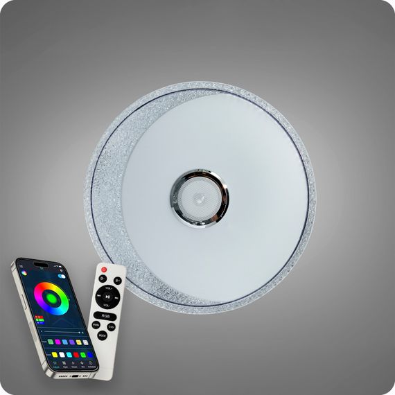 Люстра світлодіодна 517 Dlight RGB з пультом і  колонкою 80Вт Білий (02160) | Зображення 6