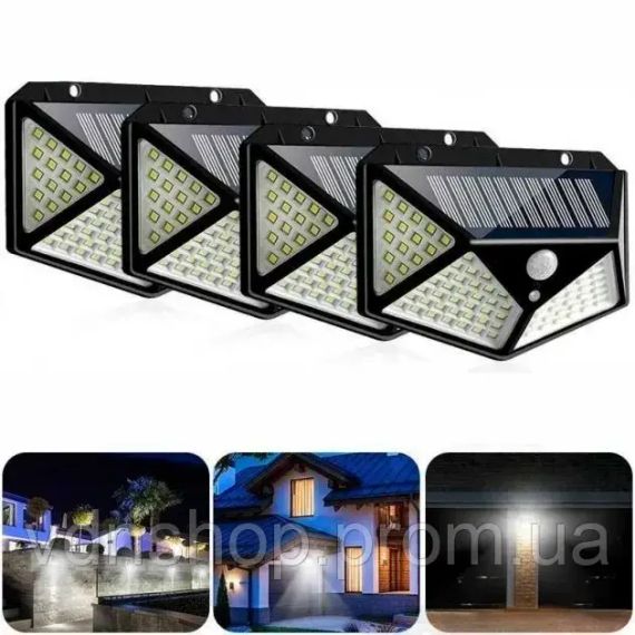 Вуличний настінний світильник Lesko SH-100 на сонячній батареї з датчиком руху 100 LED діодів