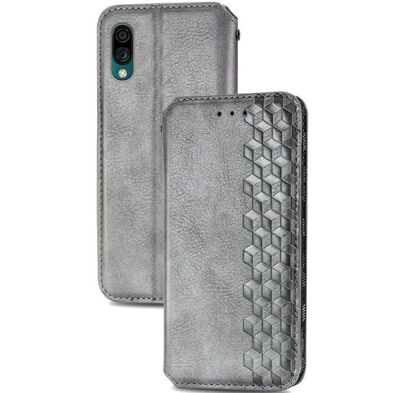 Шкіряний чохол книжка GETMAN Cubic (PU) для ZTE Blade A5 (2020) Сірий, Штучна шкіра, Слот для візитки | Зображення 3