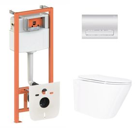 Набір Qtap Nest 4 в 1 підвісний унітаз Swan Ultra Quiet 520x360x320 + комплект інсталяції QT16335180W48200