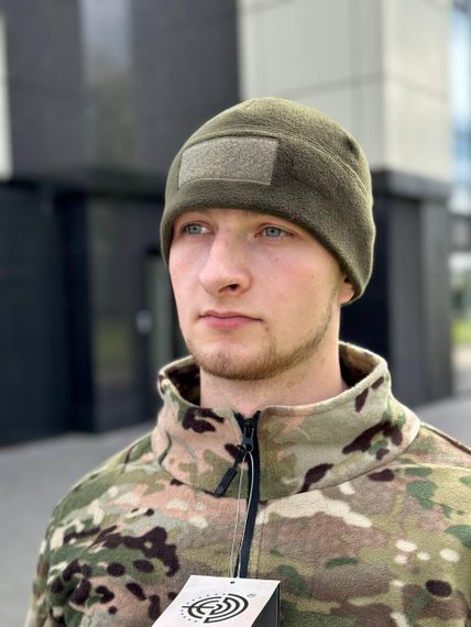 Шапка флісова олива з Velcro | Зображення 2