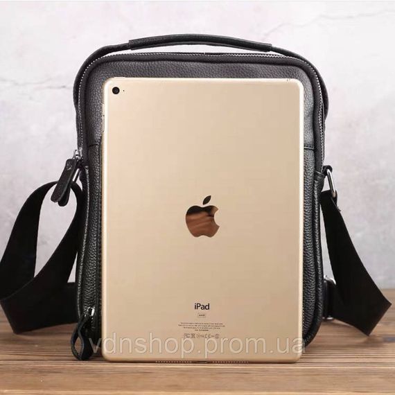 Чоловіча сумка-барсетка через плече з ручкою 21х26х6 сумка месенджер шкіряна Tiding Bag M616932 чорна | Зображення 5