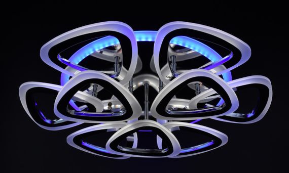 Люстра світлодіодна стельова LED світильник для квартири на стелю лед з пультом 25948 Хром 11х57х57 см. | Зображення 9