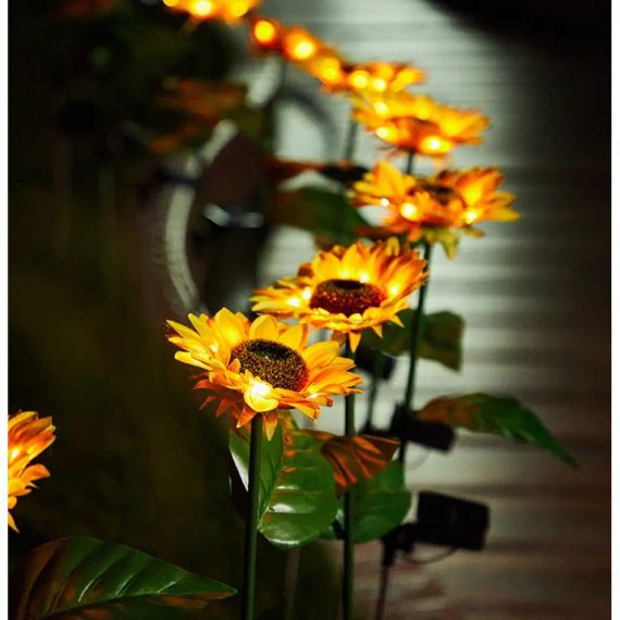 Садовий світильник на сонячній батареї Соняшник, 75 см, Теплий білий / Газовий світлодіодний ліхтар | Зображення 7