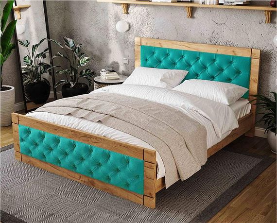Ліжко двоспальне Natali 160x200 см Дуб Тахо/велюр Light Teal (м'ятно бірюзовий) вибір кольору оббивки | Зображення 3