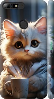 Чохол на Huawei Honor 7C Pro Білий кіт "5646m-2070-2448"
