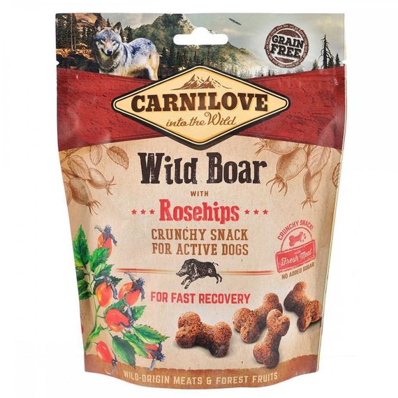 Лакомство Carnilove Dog Crunchy Snack для собак, дикий кабан и шиповник, 200 г
