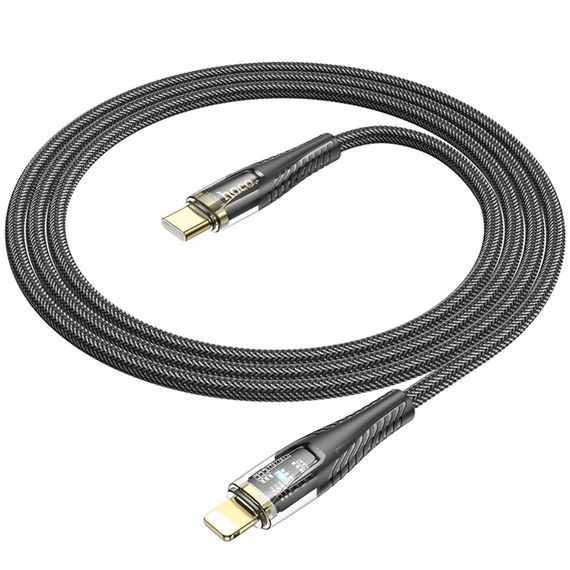 Кабель Hoco U121 з індикатором Type-C to Lightning PD 27W 1.2m black | Зображення 1