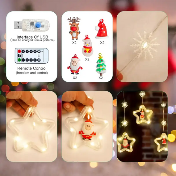 Гірлянда штора "Фігурки в зірці", 3 метри, тепле біле світло знижка | Зображення 6