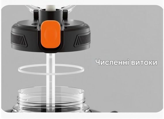 Легкая тритановая бутылка 2200 мл с удобной ручкой и широким горлом ,черная | Зображення 3