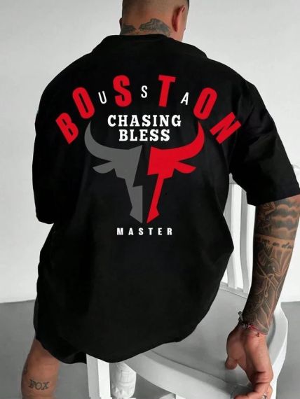 Футболка мужская с принтом повседневная M Черная