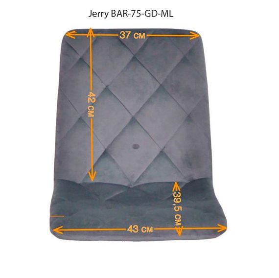 Полубарный стул Jerry BAR 65-GD-ML с золотыми металлическими ножками, мягкое сиденье велюр светло-серый UC-909 | Зображення 7