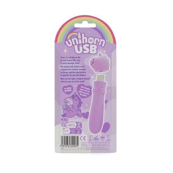 Вібратор-єдиноріжка Unihorn USB Bullet – Karma Lilac, віброкуля, USB-зарядка, 10 режимів | Зображення 4