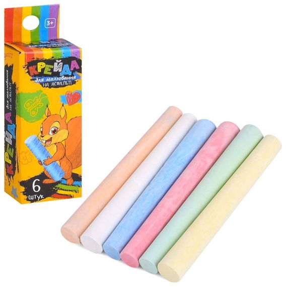 Мел для рисования на асфальте MK 4708 разноцветный 6 шт