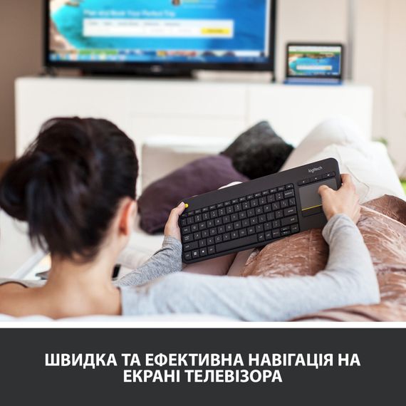 Клавіатура Logitech K400 Plus Touch Wireless UA Black (920-007145) | Зображення 1