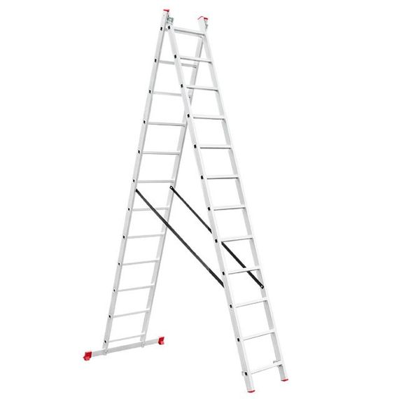 Драбина алюмінієва, 2-секційна,, раскладна, 2*12 сход., 5,9 м INTERTOOL LT-0212