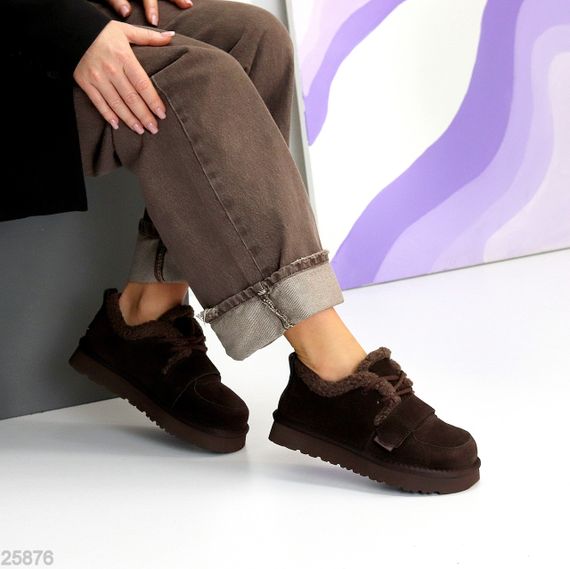 Молодежные дизайнерские зимние автоледи натуралки на липучке цвет Шоколад | Зображення 3