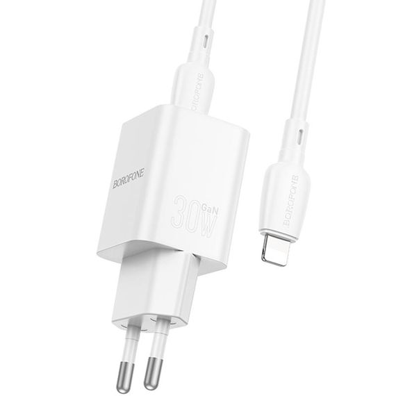 МЗП Borofone BN14 Royal PD30W+QC3.0 (1USB-A/1C) + кабель Type-C to Lightning White | Зображення 2